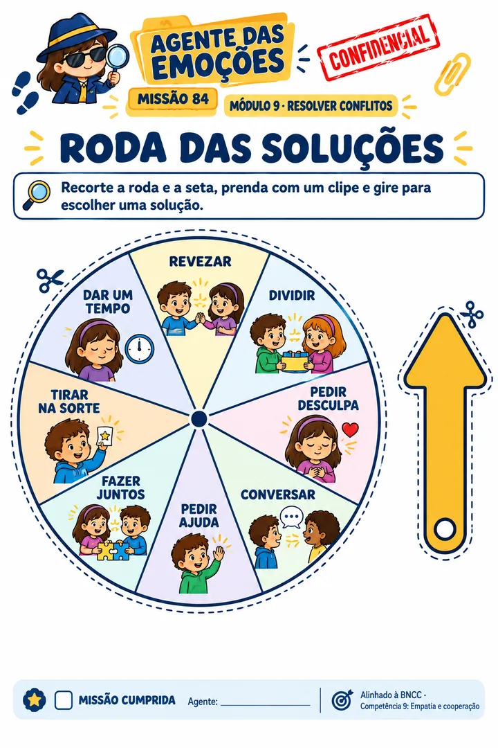 Missão 84 · Roda das Soluções: roleta pra recortar e resolver conflitos