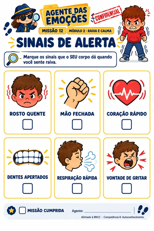 Ficha do Agente das Emoções vista no celular