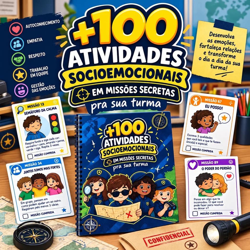 Agente das Emoções: caderno com +100 atividades socioemocionais em missões secretas e fichas de missão